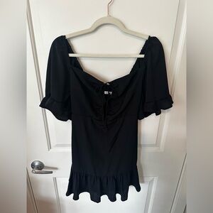 Abercrombie & Fitch Black Tie Front Smocked Mini Dress, Women’s S